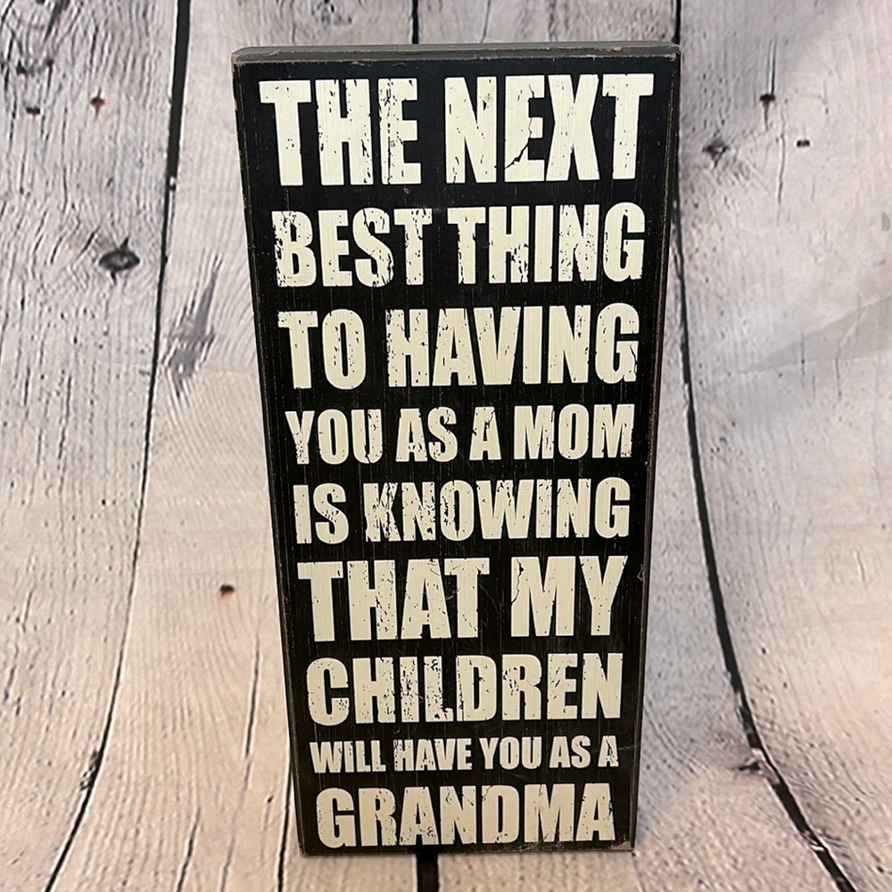 Black & Off White Wood Grandmother Grandkids Word Plaque Excellent Condition